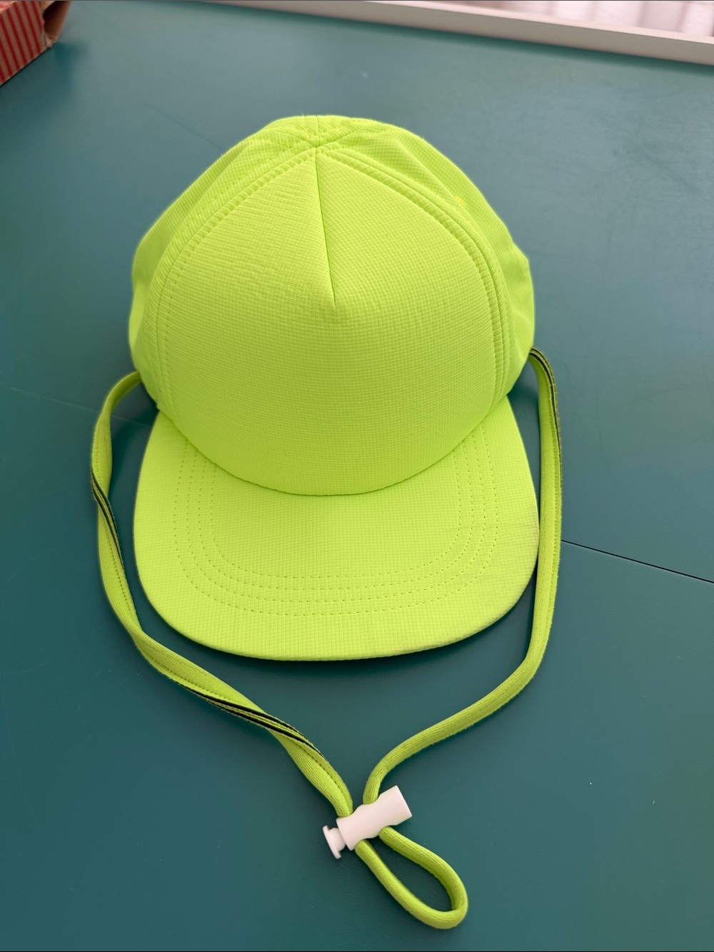 Kids High-Visibility Lime Sun Cap with Adjustable Chin Strap